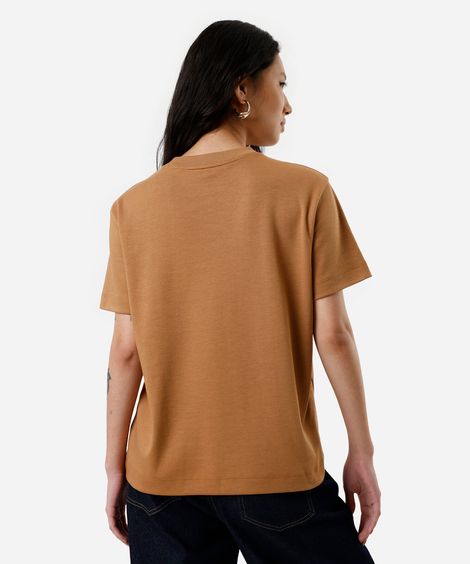 camiseta comfort feminina de algodão peruano interlock marrom