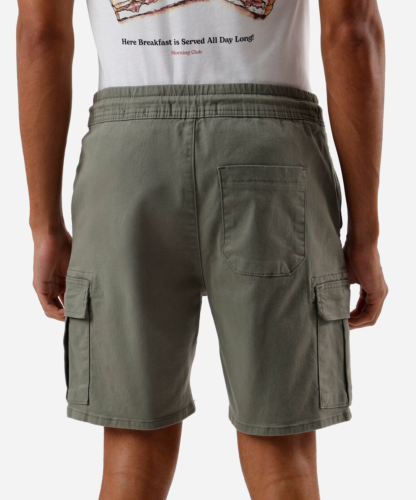bermuda cargo masculina de sarja cós elástico verde