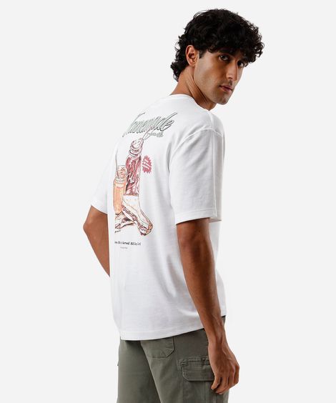camiseta masculina com algodão estampada off white