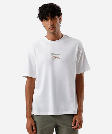 camiseta masculina com algodão estampada off white