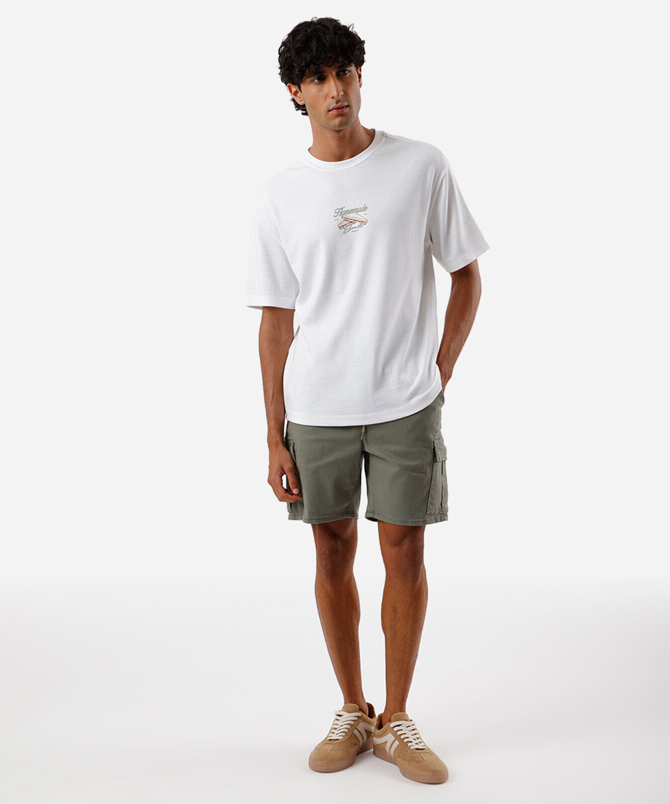 camiseta masculina com algodão estampada off white