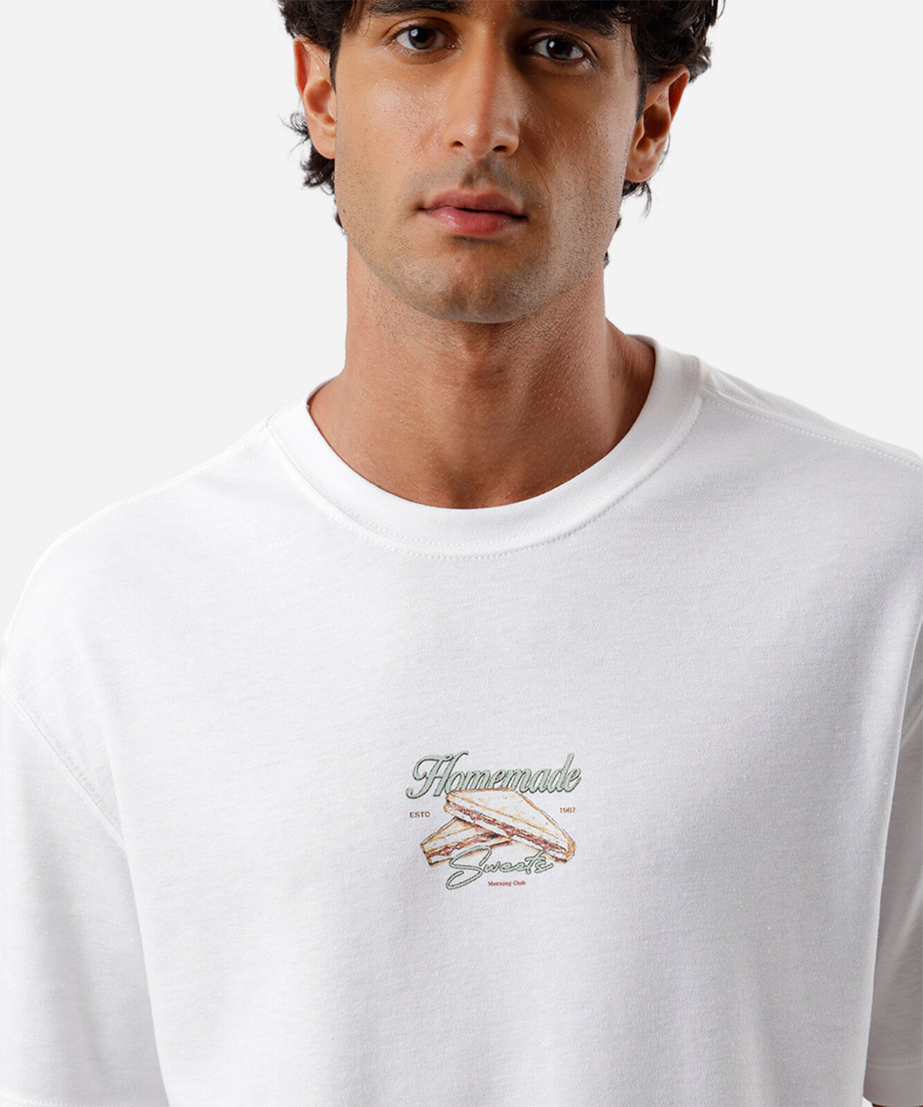 camiseta masculina com algodão estampada off white