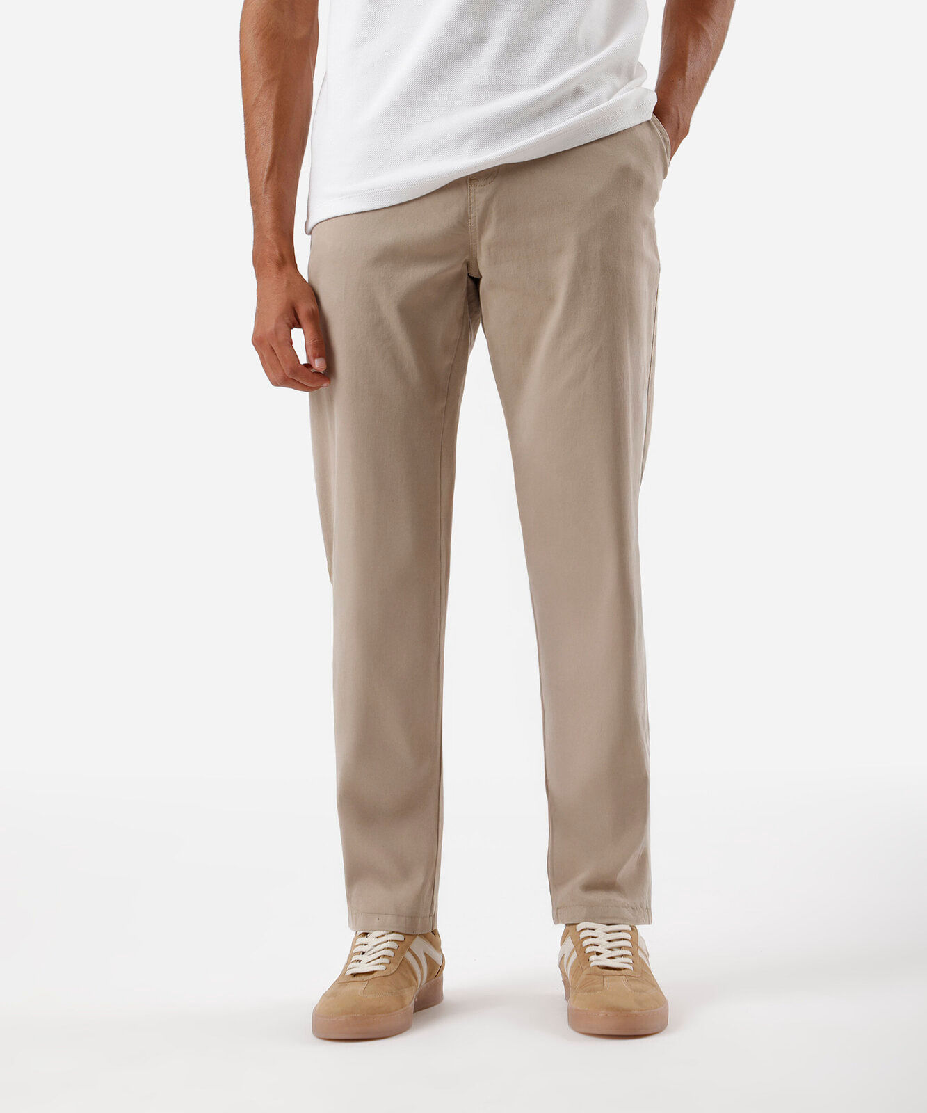 calça jogger masculina de sarja bege