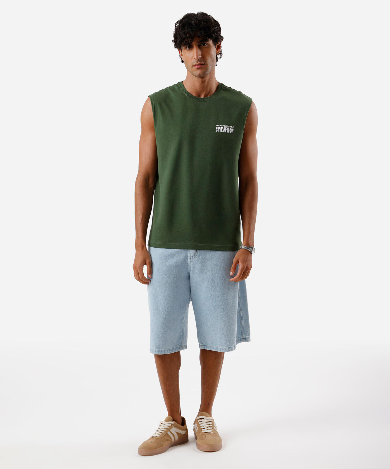 regata machão masculina de algodão mickey salvador verde