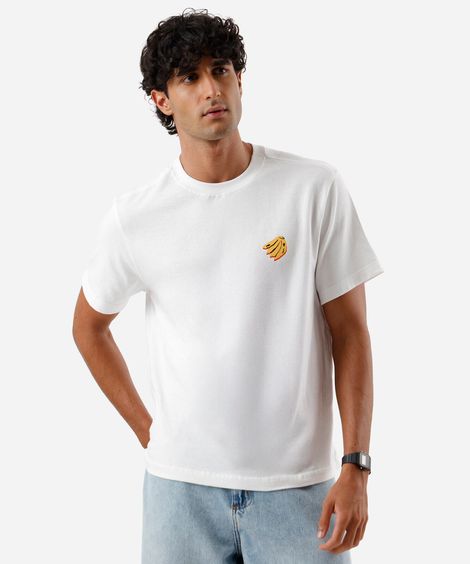 camiseta masculina de algodão estampada off white