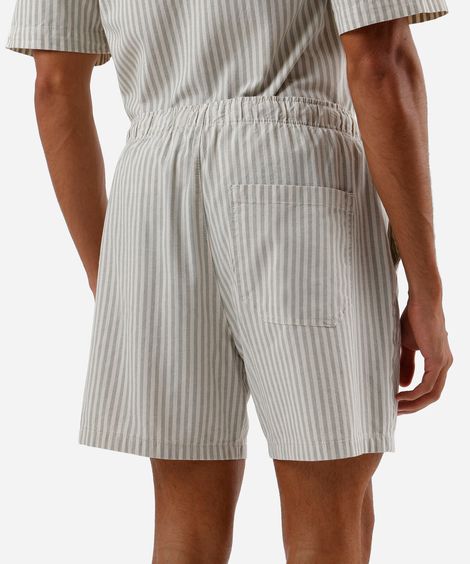 short reto masculino de algodão cós elástico listrado verde