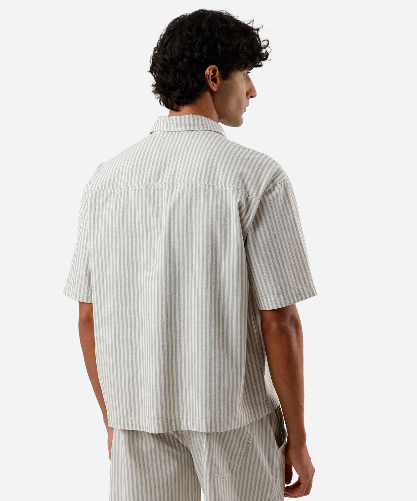 camisa box masculina de algodão listrada verde