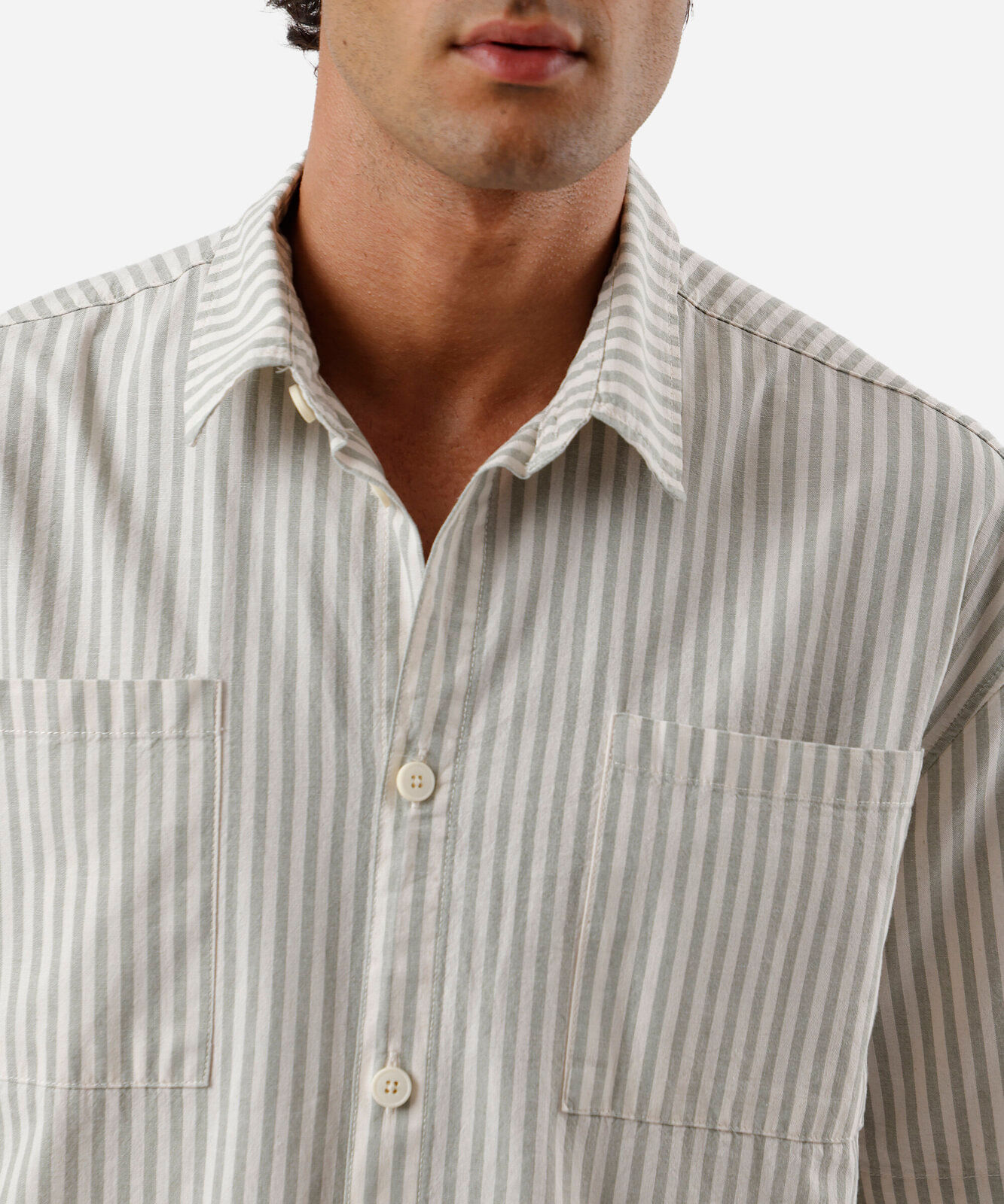 camisa box masculina de algodão listrada verde