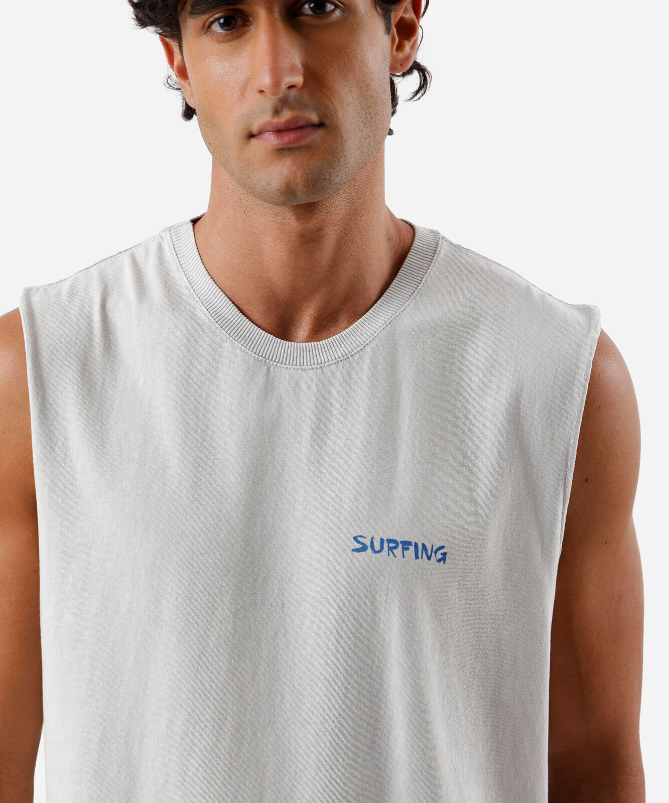 regata machão masculina de algodão estampada cinza