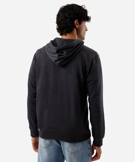 blusão básico masculino de moletom com capuz cinza
