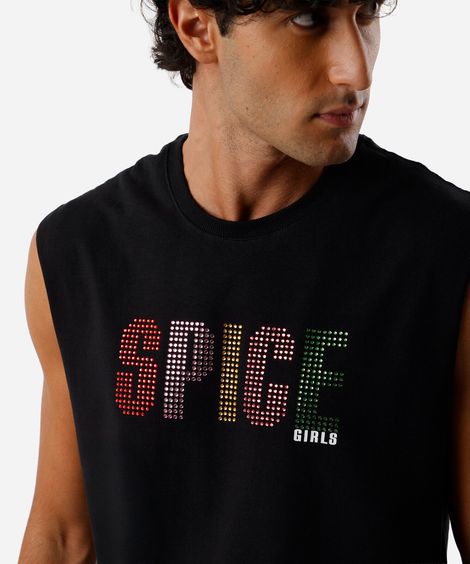 regata machão masculina de algodão spice girls com brilhos preta