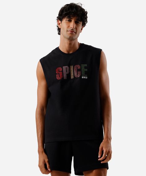 regata machão masculina de algodão spice girls com brilhos preta