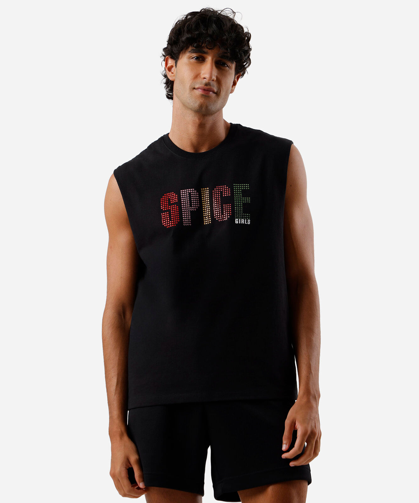 regata machão masculina de algodão spice girls com brilhos preta