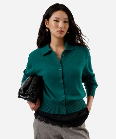 cardigan feminino de tricot verde