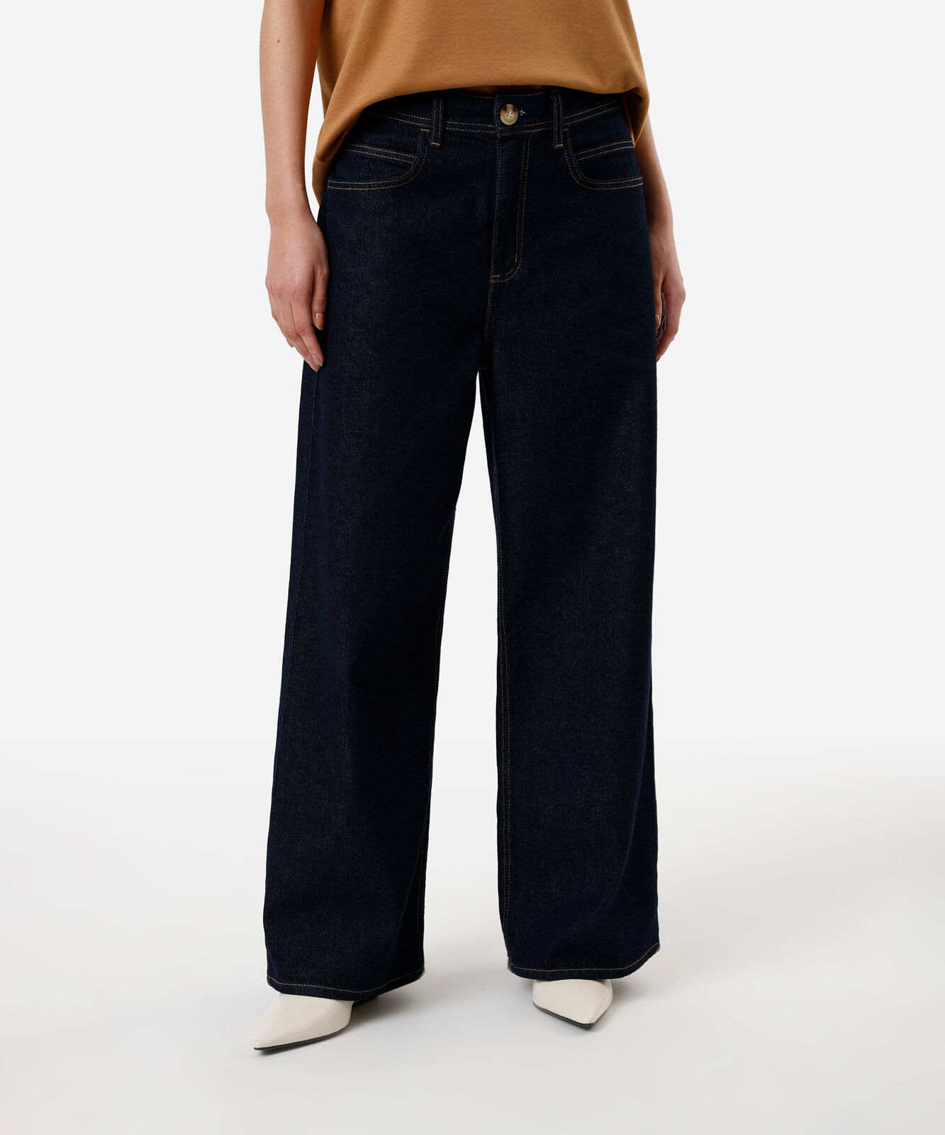 calça wide leg feminina jeans cropped azul