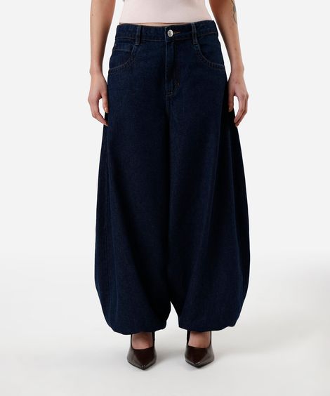 calça aladim feminina jeans cintura média azul