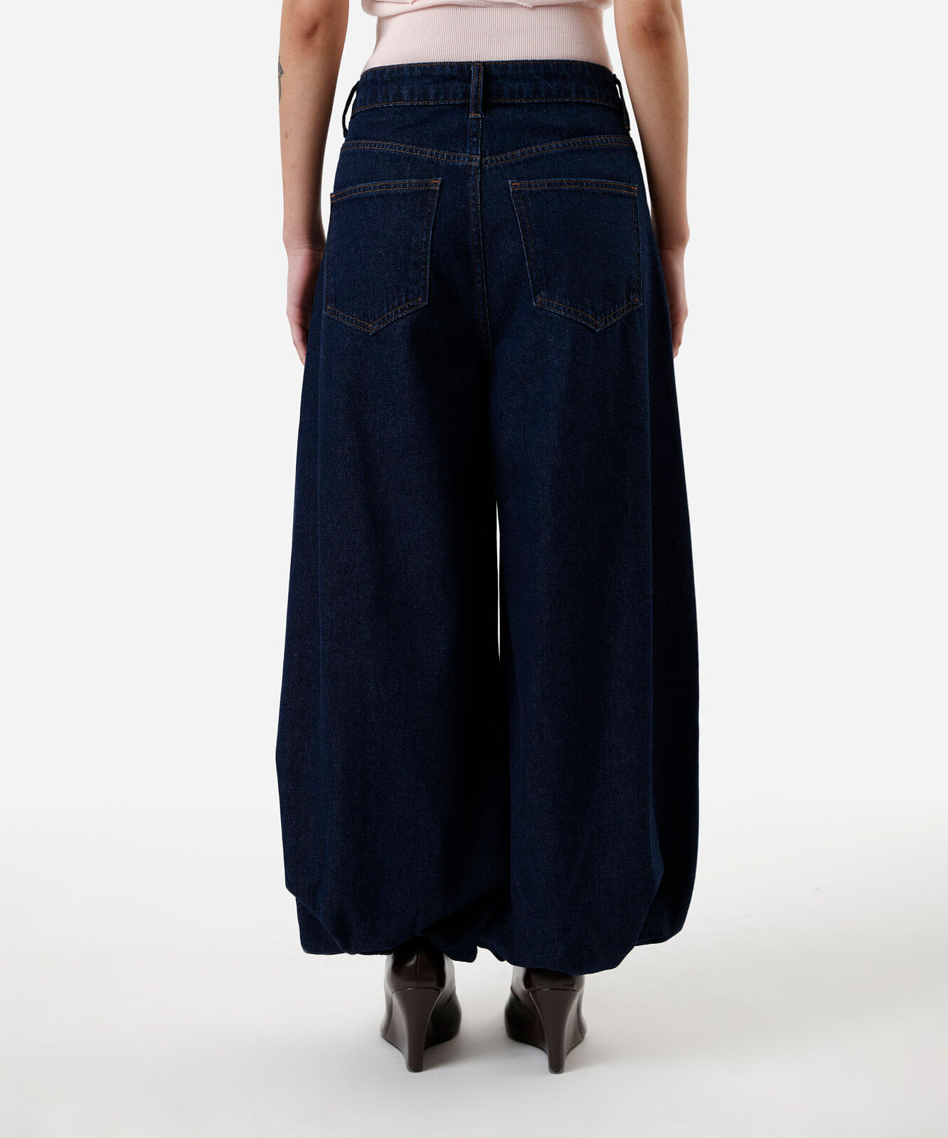 calça aladim feminina jeans cintura média azul