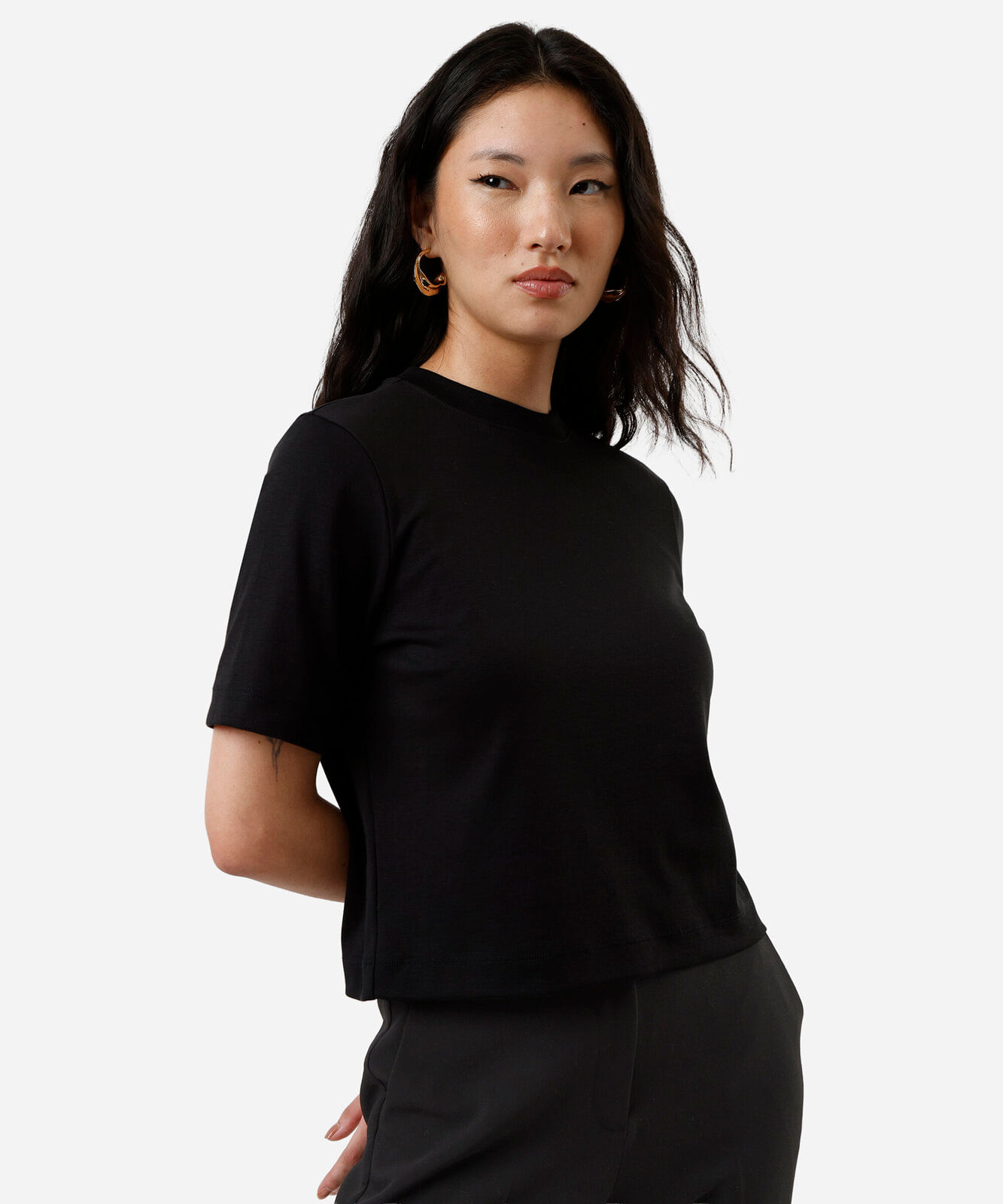 camiseta boxer feminina de algodão peruano interlock preta