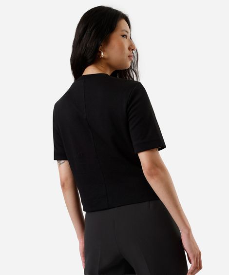 camiseta boxer feminina de algodão peruano interlock preta