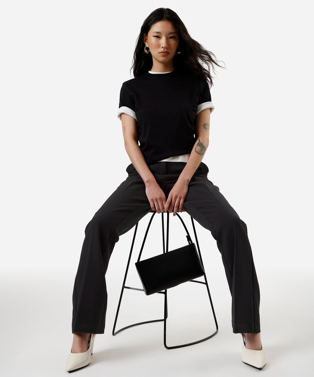 camiseta boxer feminina de algodão peruano interlock preta