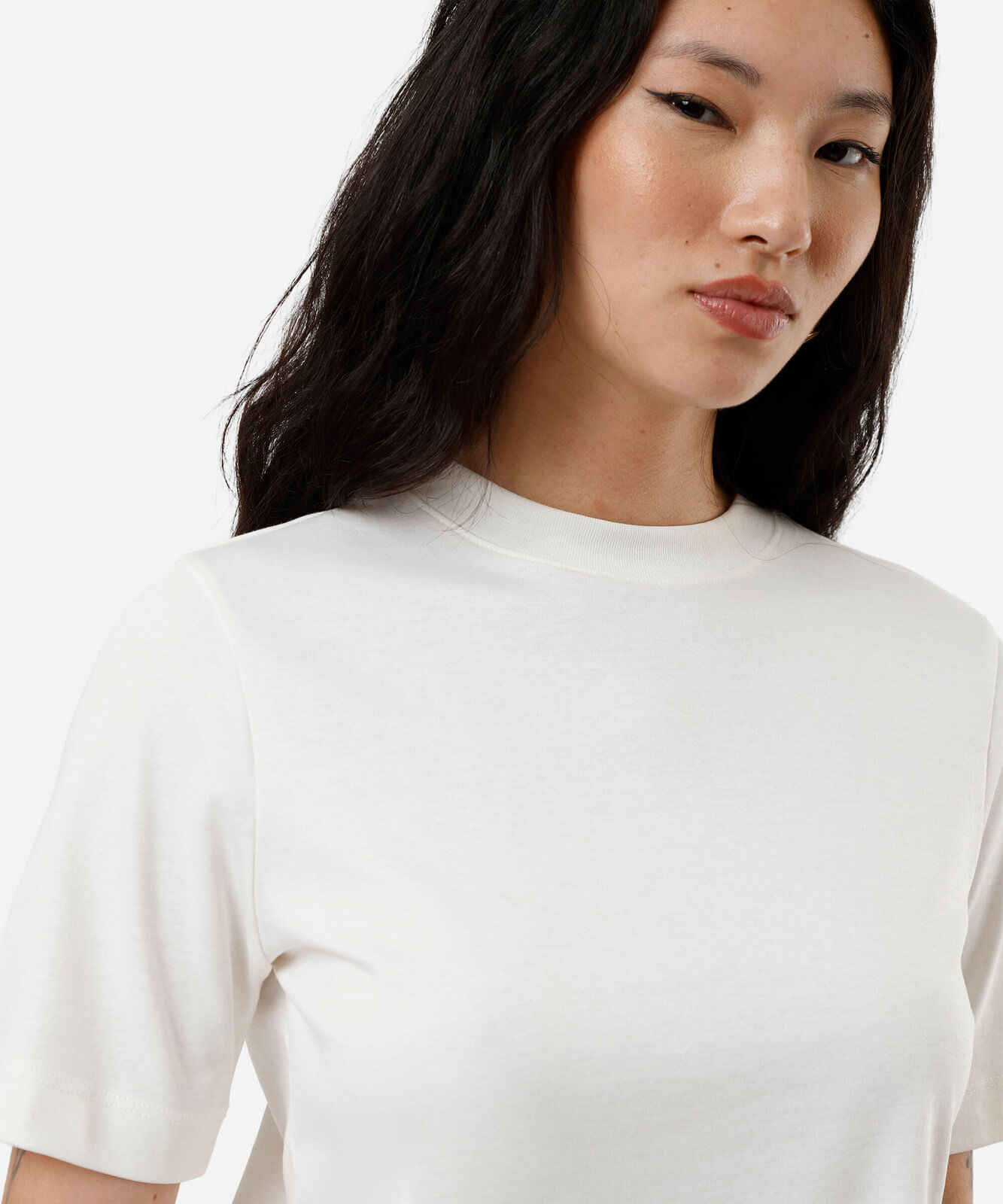 camiseta boxer feminina de algodão peruano interlock off white