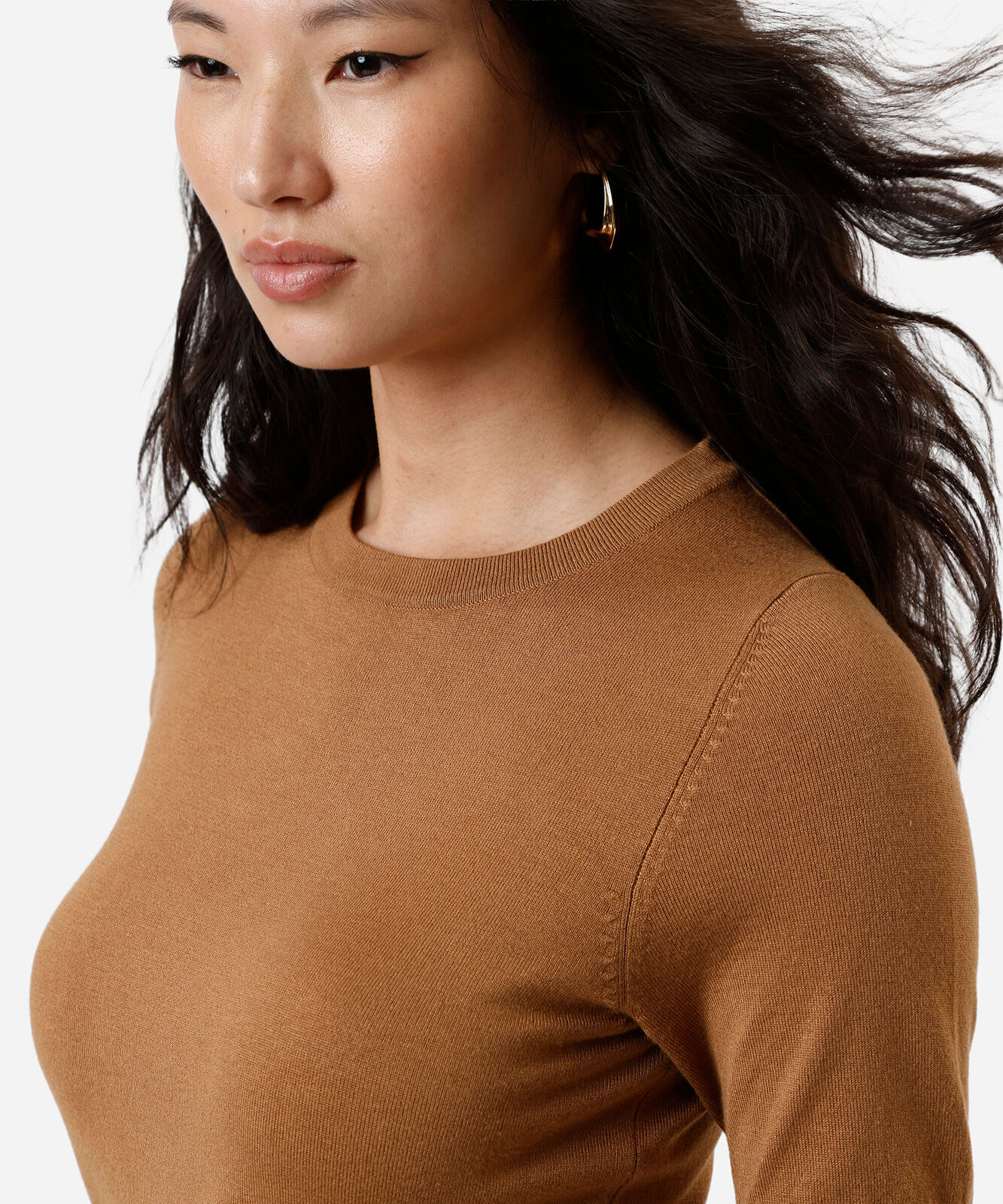 blusa cropped feminina de tricot manga curta marrom