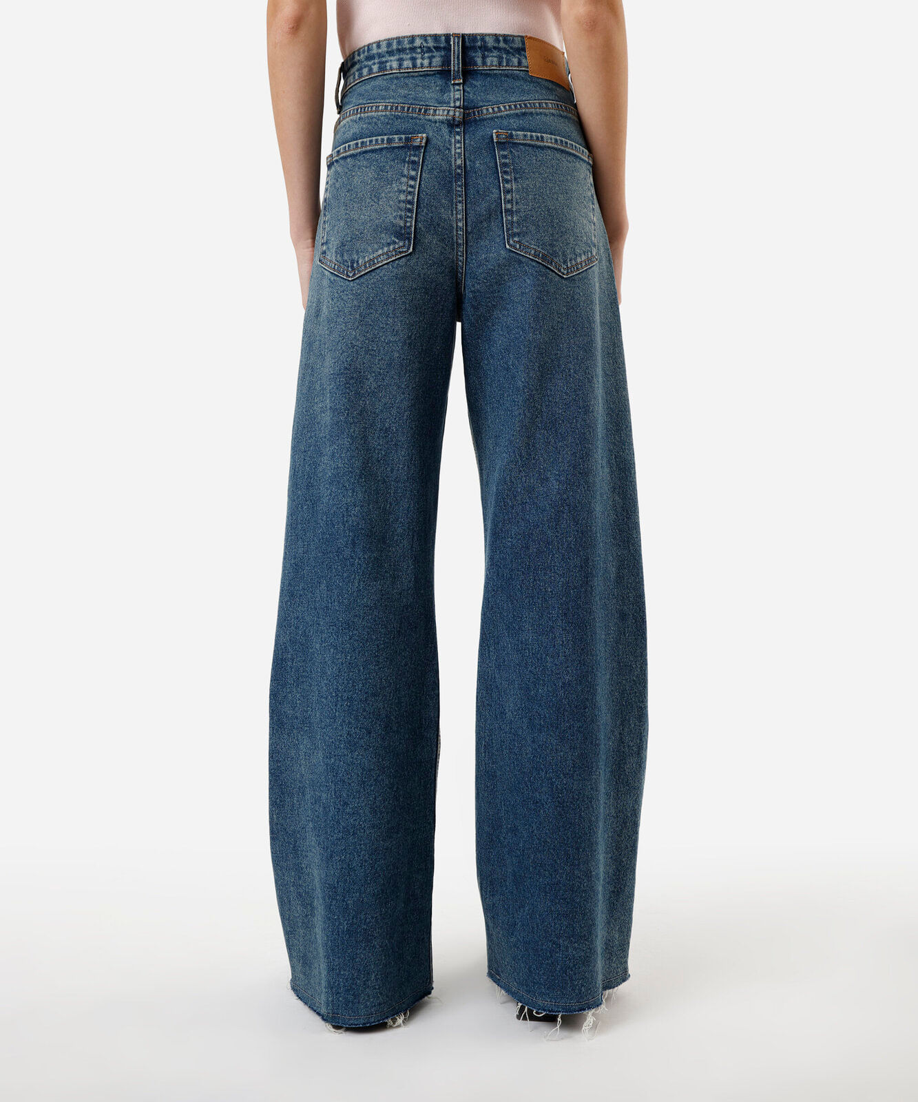 calça wide leg feminina jeans azul