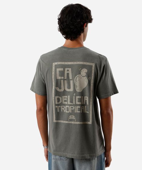 camiseta masculina de algodão caju estonada verde