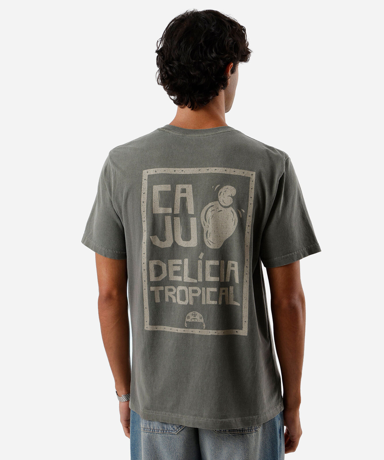 camiseta masculina de algodão caju estonada verde