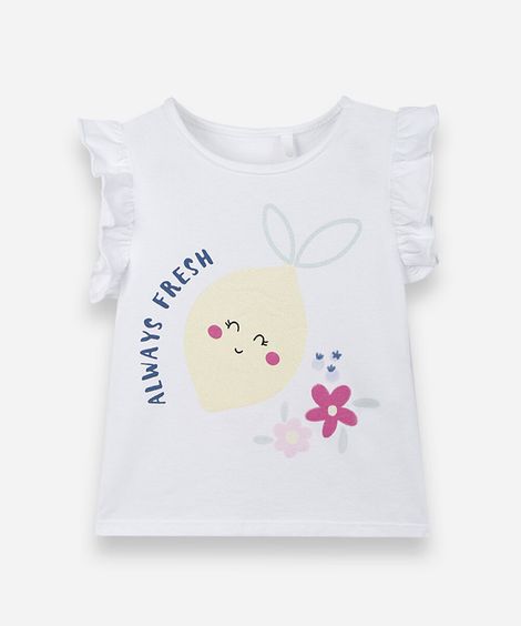 blusa infantil de algodão estampada off white
