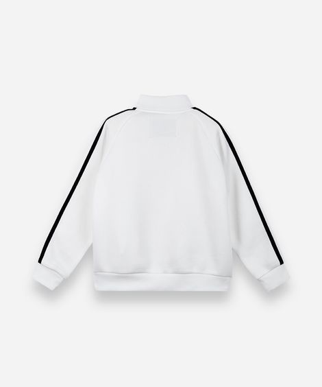 jaqueta infantil de moletom com listra off white