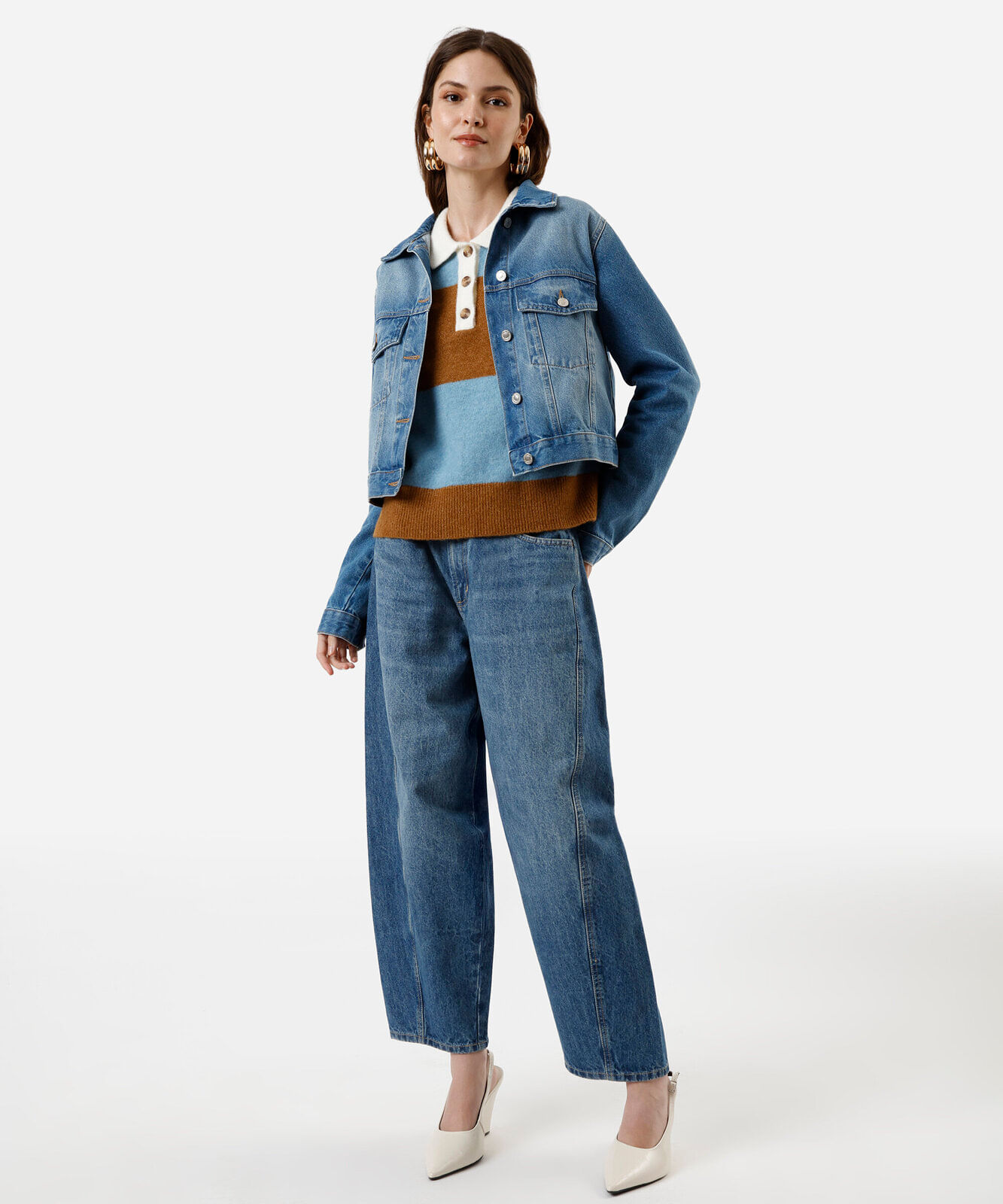 jaqueta cropped feminina jeans azul