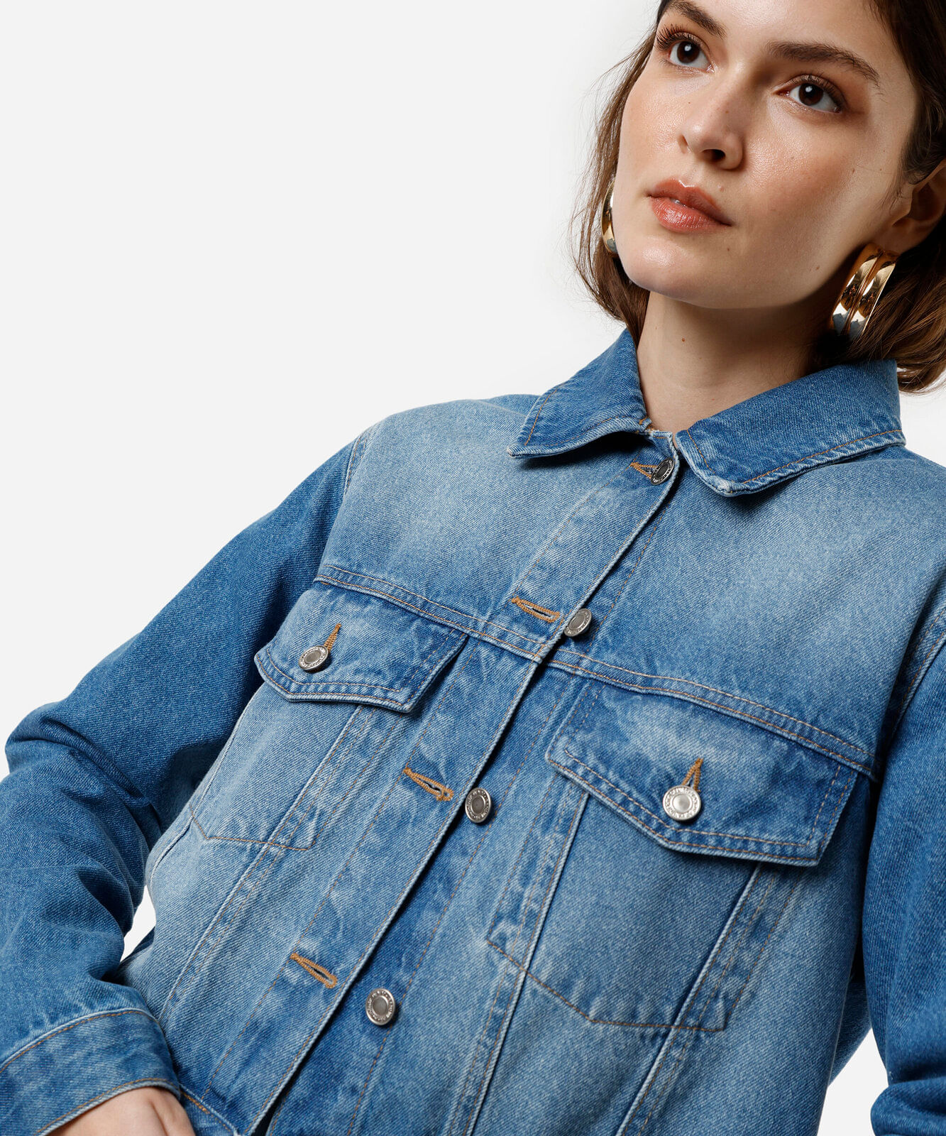 jaqueta cropped feminina jeans azul