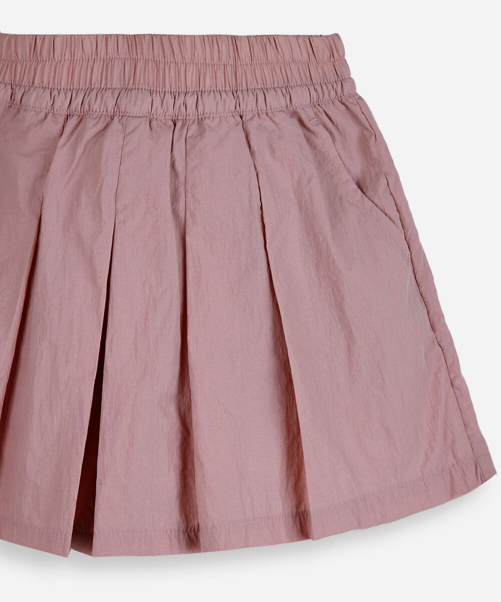 short infantil de poliamida com pregas rosa