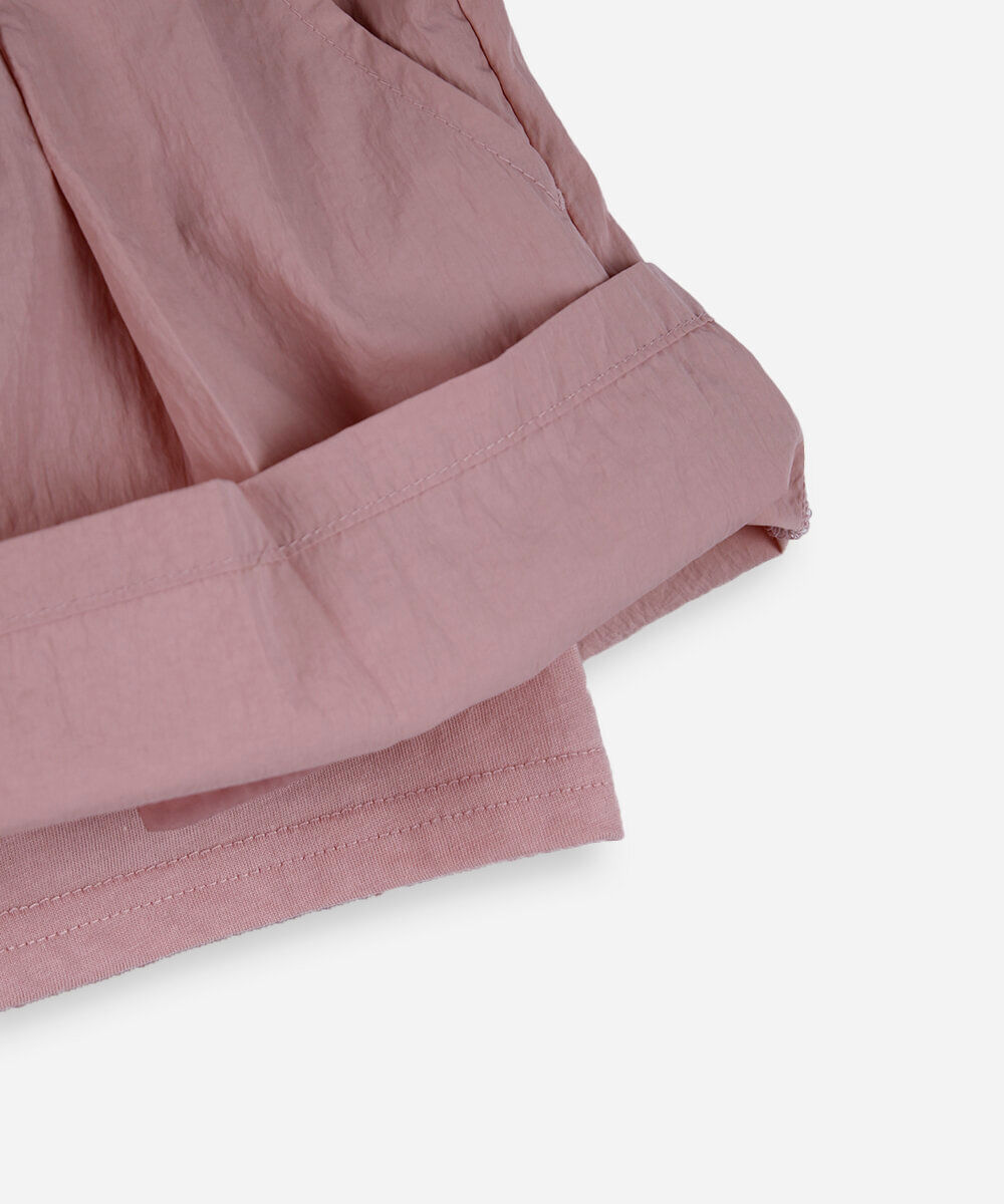 short infantil de poliamida com pregas rosa