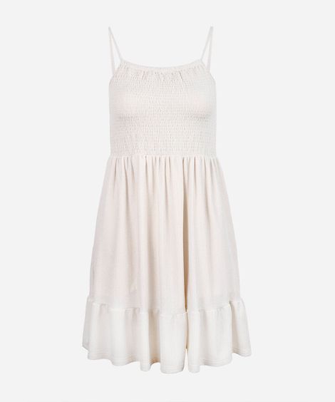 vestido alça fina juvenil com lurex bege