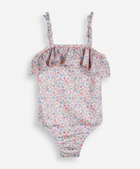 maiô infantil com laços floral colorido