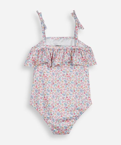maiô infantil com laços floral colorido