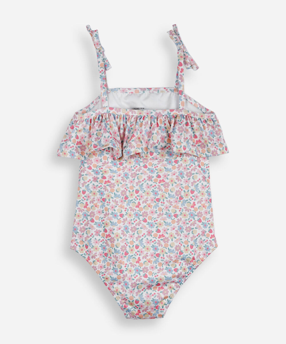 maiô infantil com laços floral colorido