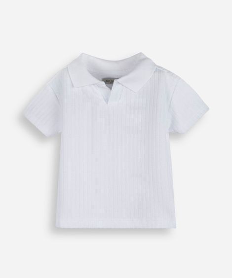 polo infantil manga curta ribana off white