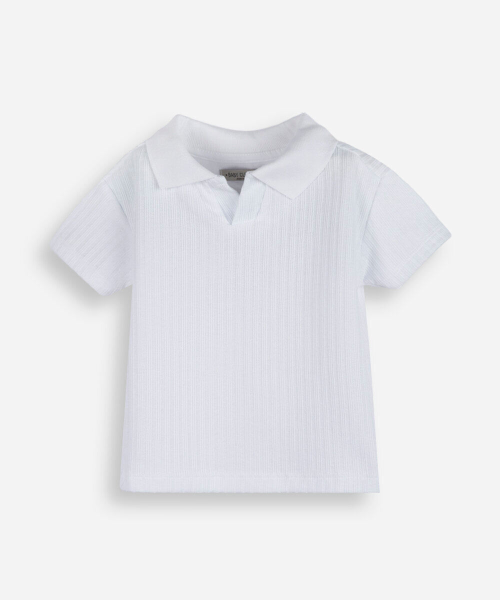 polo infantil manga curta ribana off white