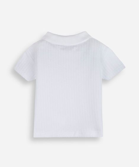 polo infantil manga curta ribana off white