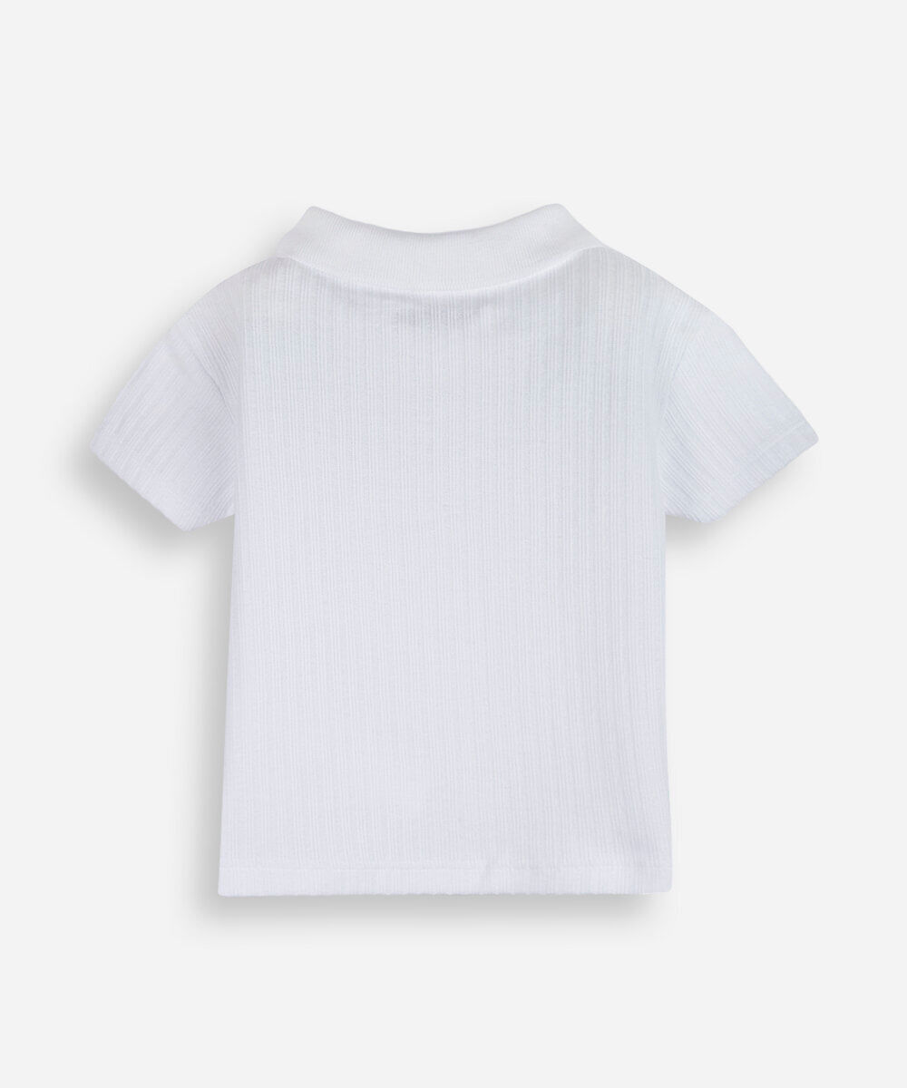 polo infantil manga curta ribana off white
