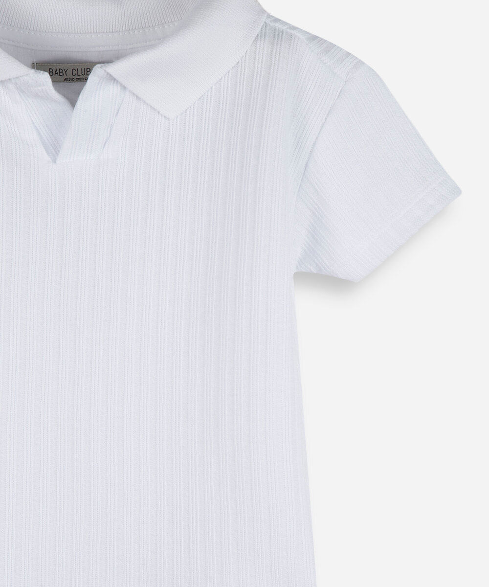 polo infantil manga curta ribana off white