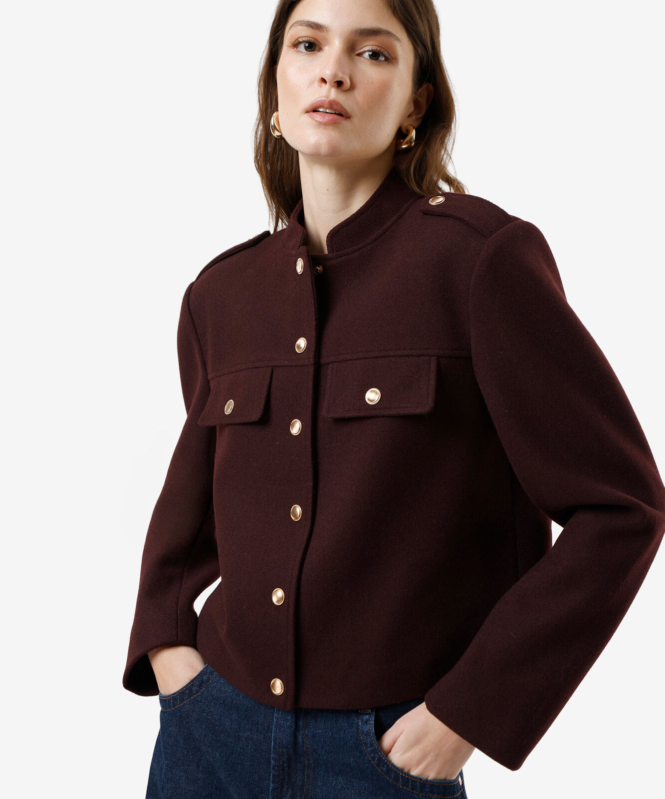 casaco feminino texturizado vinho