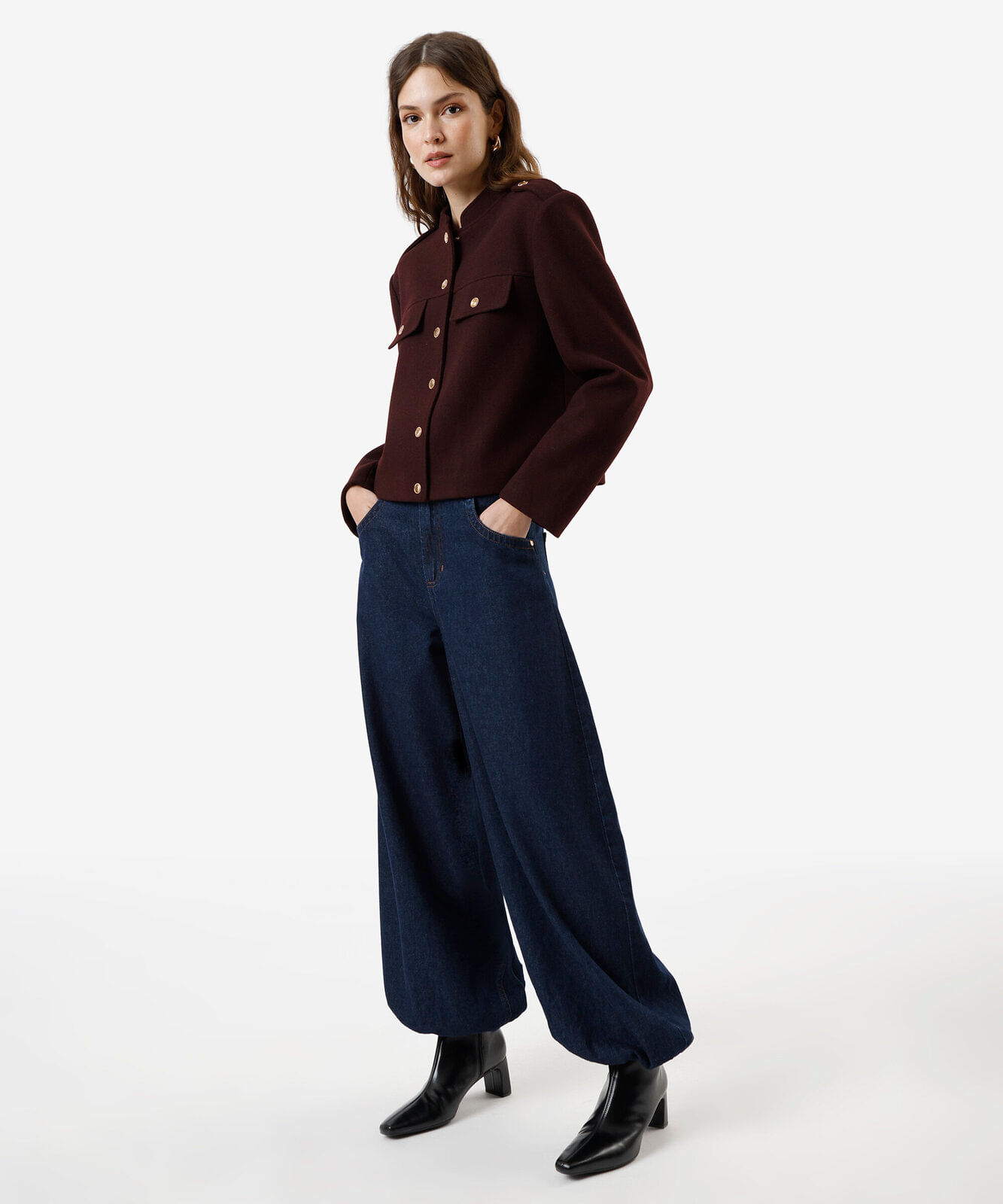 casaco feminino texturizado vinho