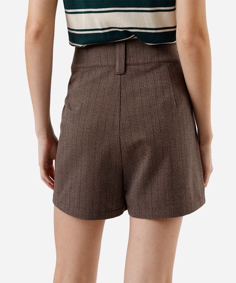 short de alfaiataria feminino listrado marrom