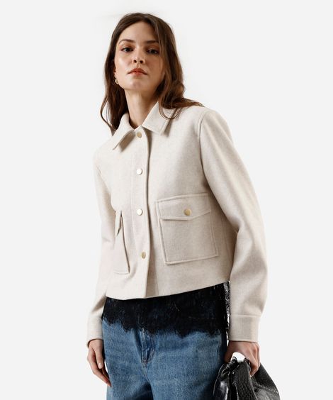 jaqueta feminina texturizada bege