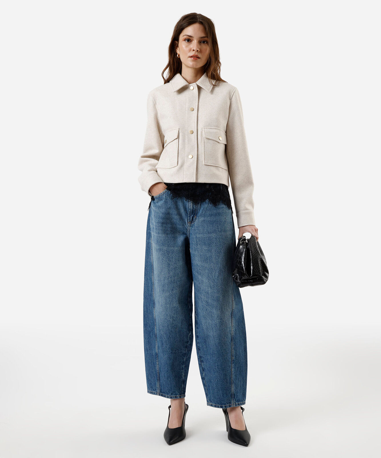 jaqueta feminina texturizada bege