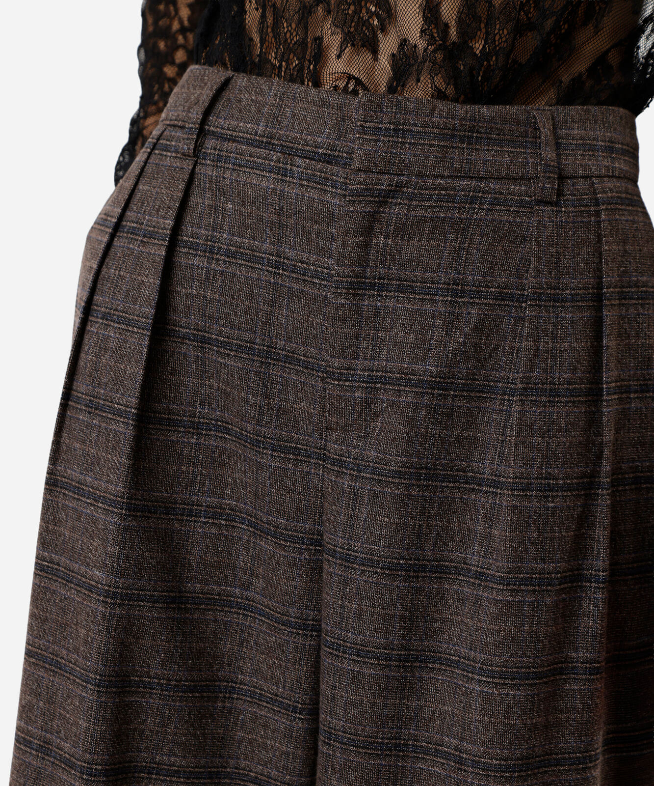 calça baggy feminina de alfaiataria xadrez marrom